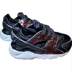 Nike Air Huarache Run SE Pink Glitter Metallic Sneakers Baby/ Toddler Size 7C